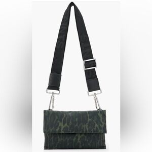 All Saints Green and Black Leopard Crossbody Bag